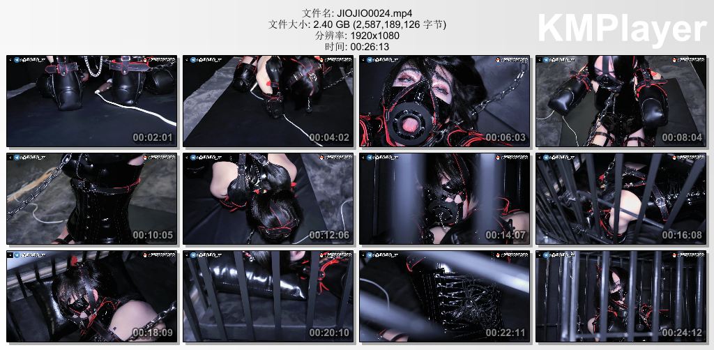 伪娘JioJio视频原创0024_黑色PU漆皮紧身衣伪娘的调教纪实 第二部 密室监禁K9套装犬化训练.jpg