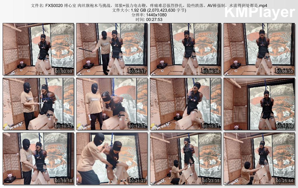 缚心室原创0020_肉丝旗袍小M的木马挑战和郊狼电击鞭AV棒调教训练.jpg