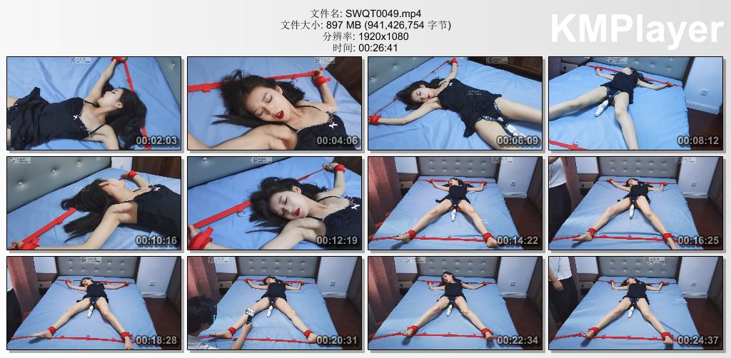 树屋轻调0049_双机位多角度拍摄 灵灵床上大字捆绑TK 挣扎呻吟.jpg